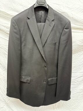 Boss Men's Charcoal Pinstripe Suit Jacket
